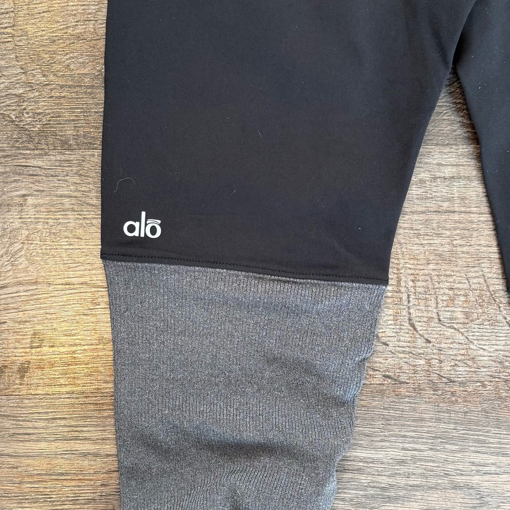 Alo Yoga Black and Gray Goddess Leggings Scrunch Ribbed Dance High Rise Large - Picture 4 of 4